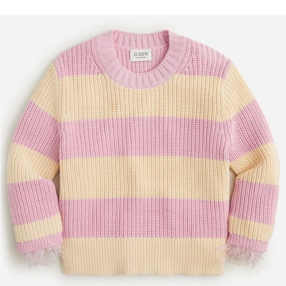 J Crew Collection feather sleeves sweater pink NWT